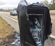 Burned French speed camera in Reims