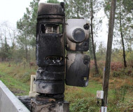 Burned speed camera in France
