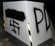 Spraypainted French speed camera