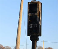 Burned French turret speed camera
