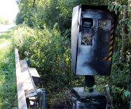 Speed camera in France set on fire
