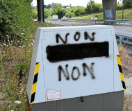 Spraypainted speed camera in France