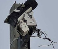 Russian speed camera with wires cut