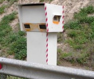 Orange spraypaint on Italian speed camera