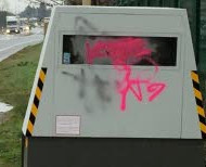 Spraypainted French speed camera